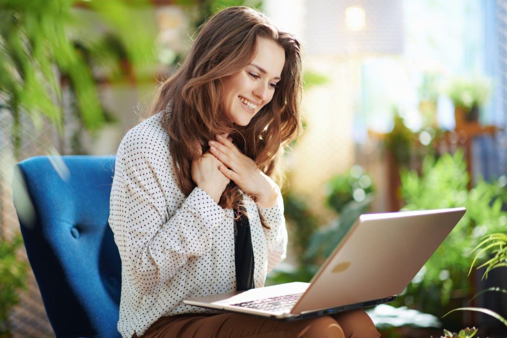 A women happy for email result